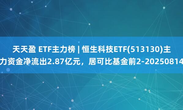天天盈 ETF主力榜 | 恒生科技ETF(513130)主力资金净流出2.87亿元，居可比基金前2-20250814